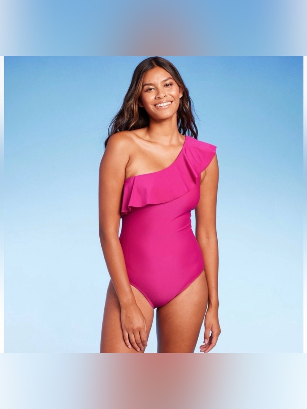 Kona Sol Women's Ruffle One Shoulder
Full Coverage One Piece Swimsuit